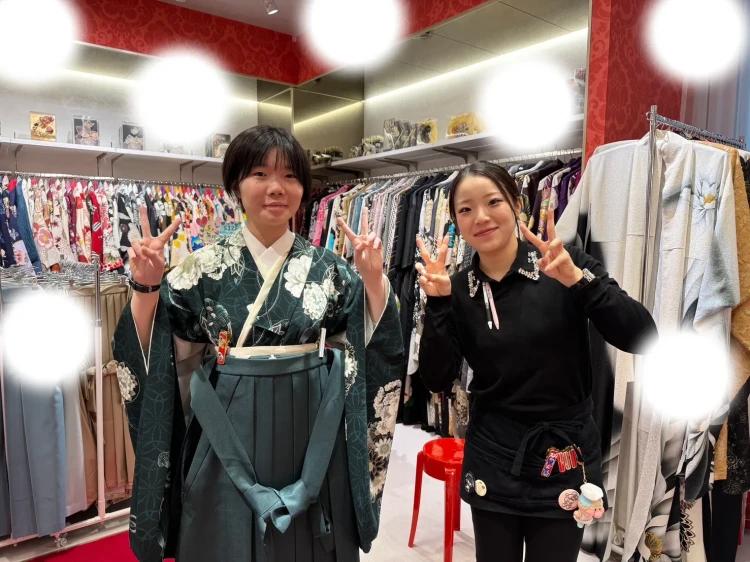 成人式　袴　くすみカラー　緑色　成人式袴