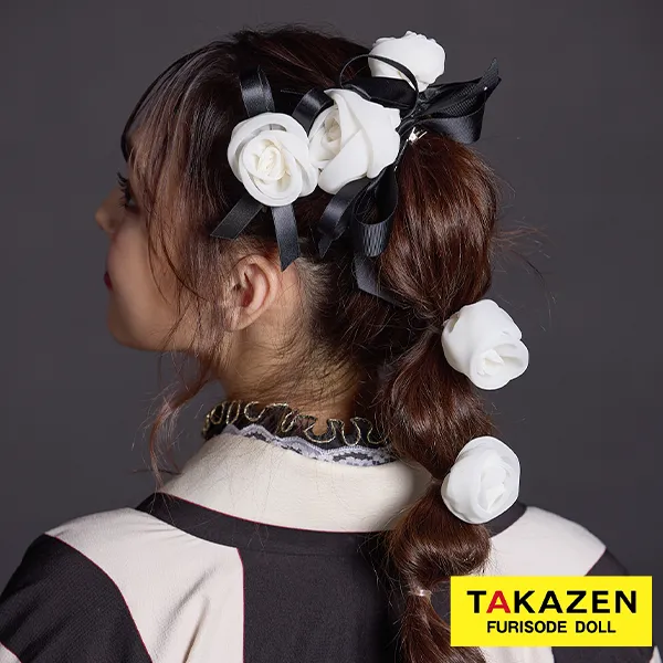 振袖 レンタル 髪飾り ヘアアレンジ 可愛い オシャレ イマドキ モノトーン