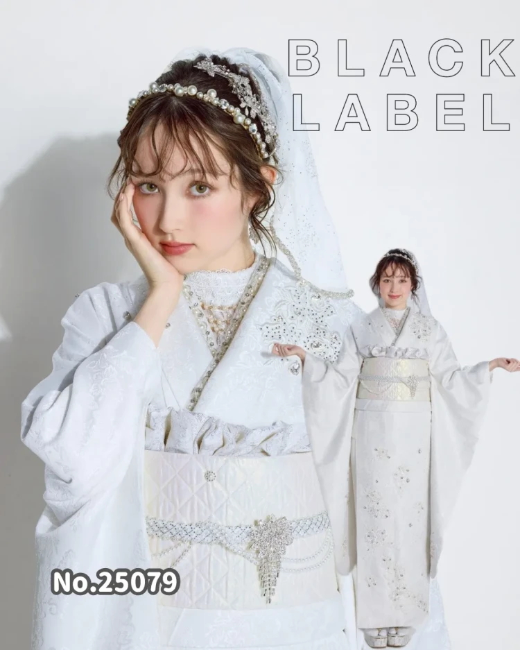成人式　振袖レンタル　大阪　堺　ブラックレーベル　白　スワロスキー　ドレッシー　最高級　セレブ　キラキラ　エレガント