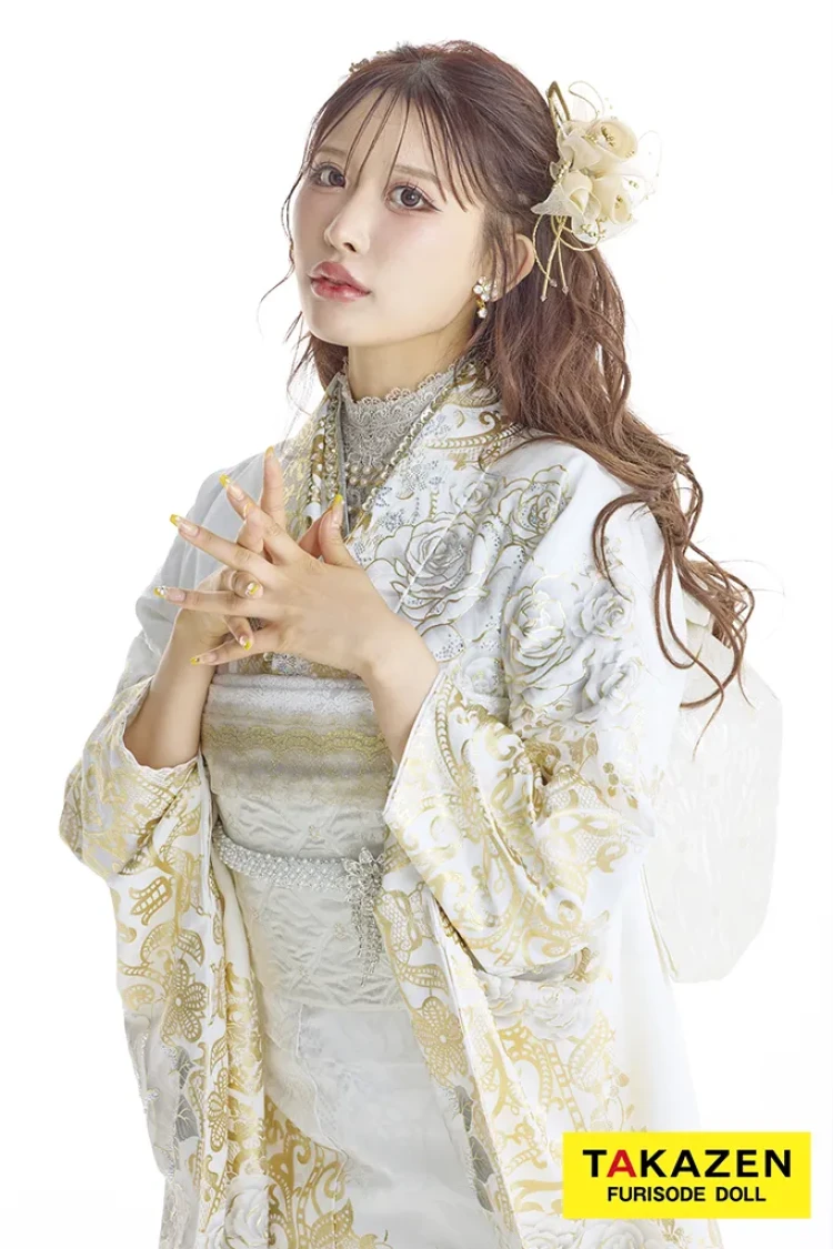 成人式　振袖　ヘップバーン　ローズ　ゴールド　キラキラ