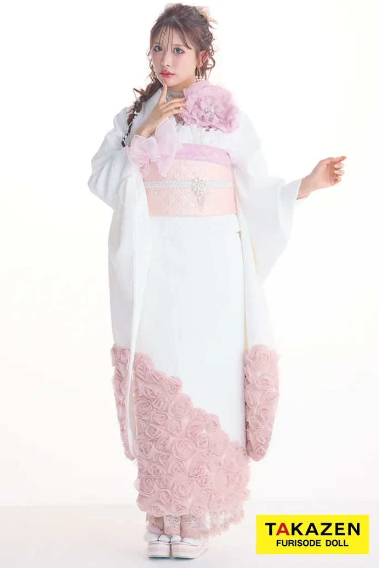 成人式　振袖レンタル　ピンク　ローズ　バラ　かわいい