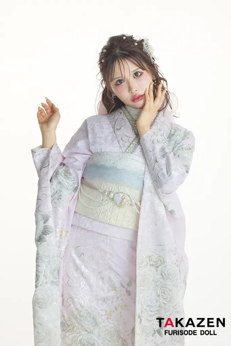 成人式　振袖レンタル　新作　ローズ　キラキラ　ピンク