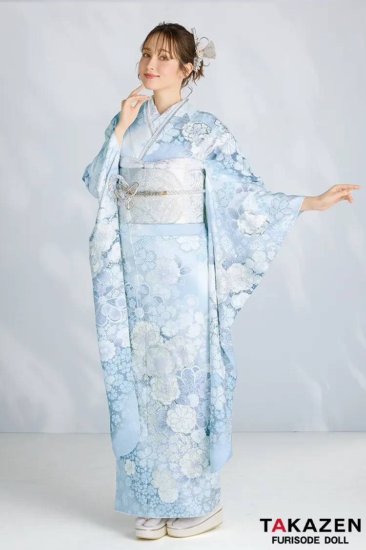 成人式振袖レンタル　水色　プレミアム古典　綺麗　上品