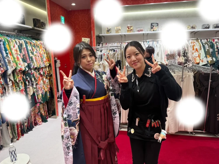 卒業式　袴　レンタル　古典柄　エンジ色　かわいい