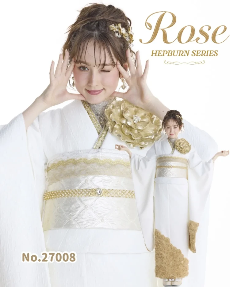 TAKAZEN　タカゼン　振袖　レンタル　ローズ　立体花　金