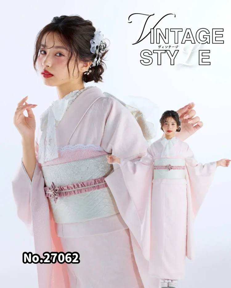 成人式　振袖　ヴィンテージスタイル　シンプル　おしゃれ　ピンク