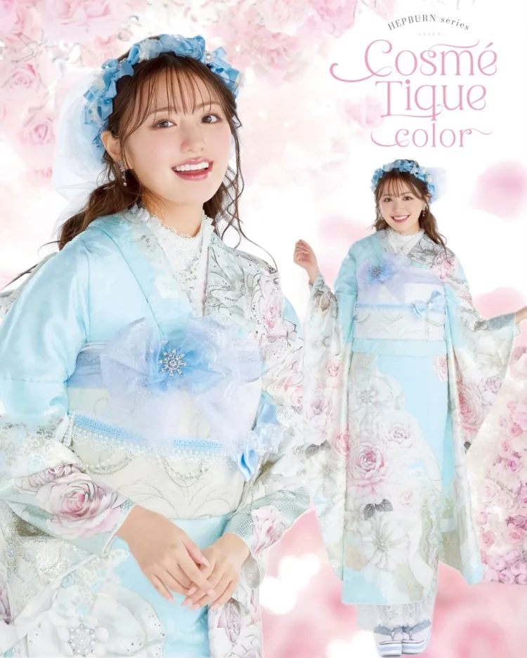 振袖レンタル　成人式　なんば　心斎橋　天王寺　大阪　人気　キラキラ振袖　ガーリー　被らない　スワロフスキー　薔薇柄