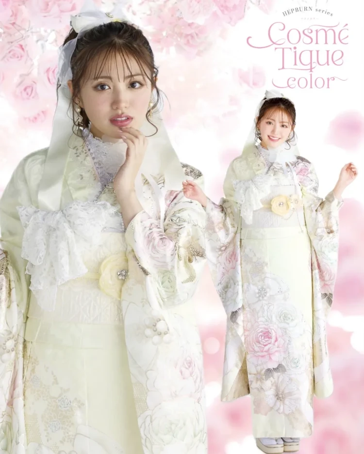 振袖レンタル　成人式　なんば　心斎橋　天王寺　大阪　人気　キラキラ振袖　ガーリー　被らない　スワロフスキー　薔薇柄