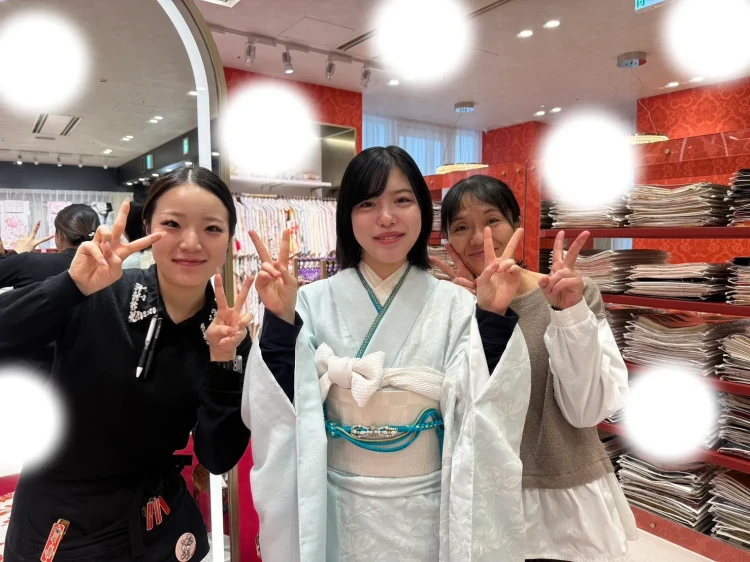 成人式　振袖レンタル　ヴィンテージ　水色　可愛い