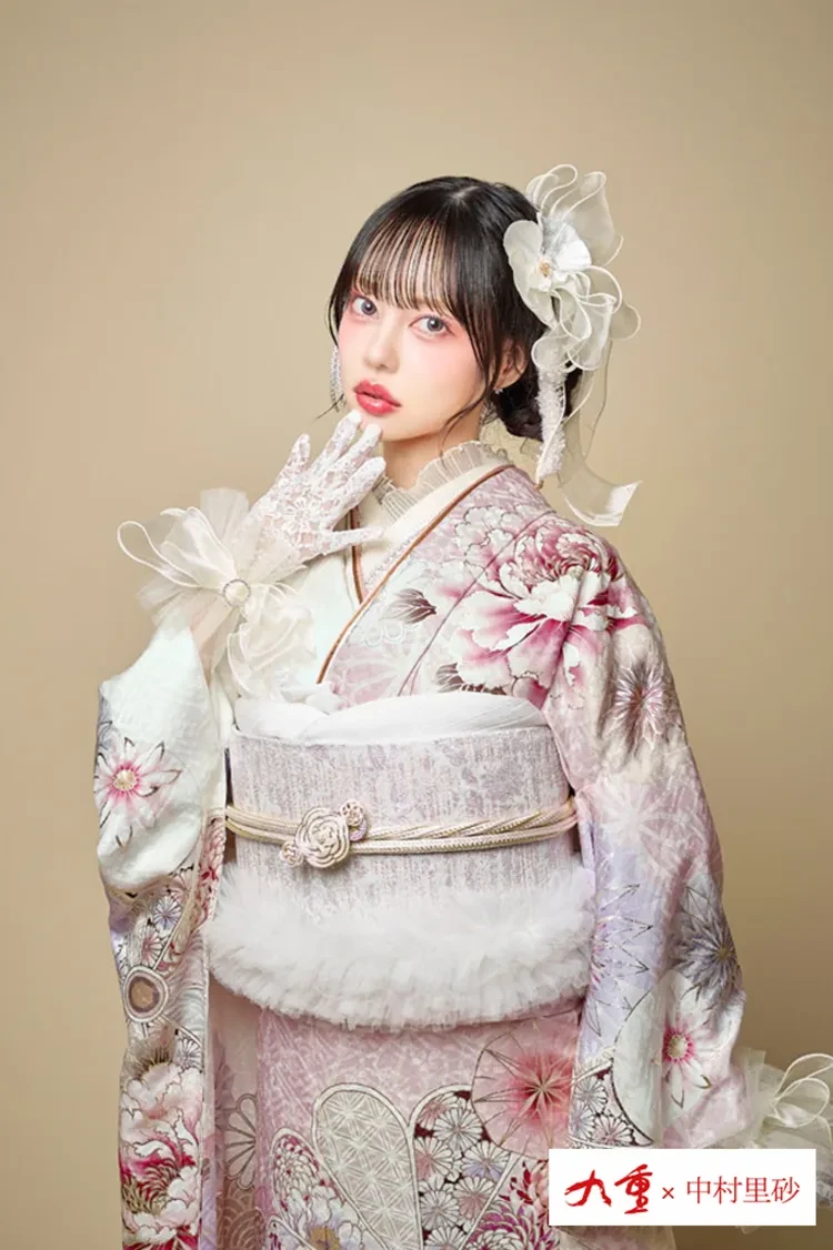 九重×中村里砂ブランド振袖 ピンク/パステルカラー 牡丹柄 大柄