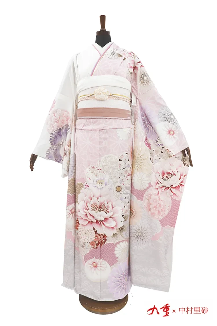 九重×中村里砂ブランド振袖 ピンク/パステルカラー 牡丹柄 大柄