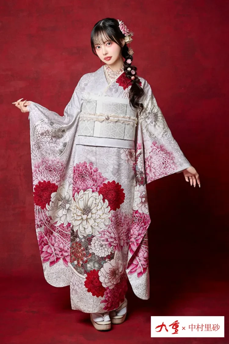 九重×中村里砂ブランド振袖 ピンク/パステルカラー 牡丹柄 大柄