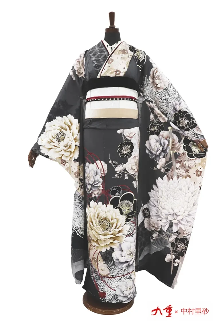 グレー 花柄 振袖 くすみカラーエレガント グレー/ニュアンスカラー 鶴柄/針松柄 大人っ