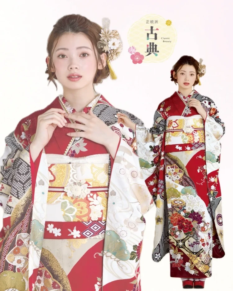 前撮り　振袖　撮影会　 スタジオ　オシャレ　王道　正統派　古典柄　華やか　成人式　高級古典