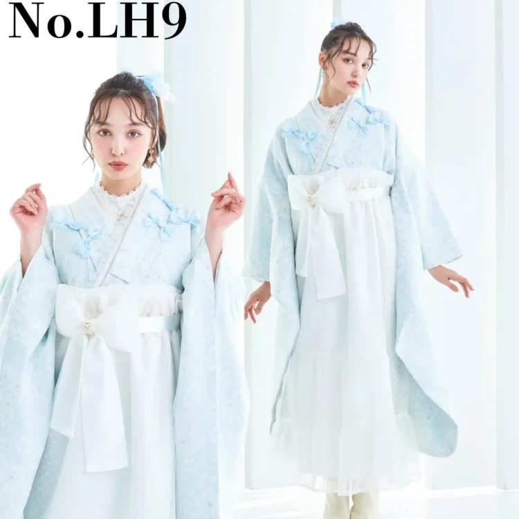 成人式　卒業式　TAKAZEN 袴レンタル　大阪　人気　かわいい　ドレス袴　水色