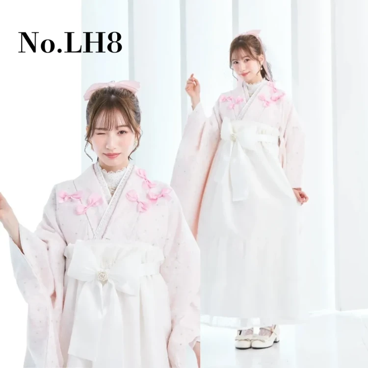 成人式　卒業式　TAKAZEN 袴レンタル　大阪　人気　かわいい　ドレス袴　ピンク