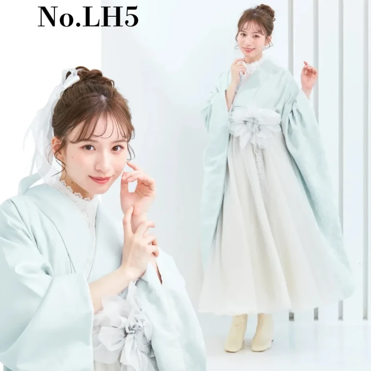 成人式　卒業式　TAKAZEN 袴レンタル　大阪　人気　かわいい　ドレス袴　水色　