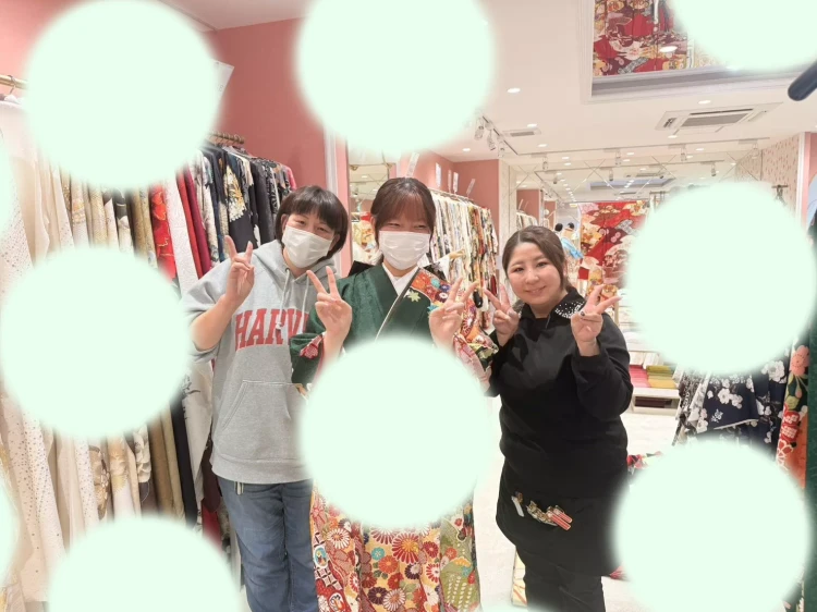 TAKAZEN姫路店　姫路店　古典柄振袖　緑色振袖　2回目レンタル　