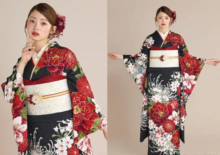 奈良　振袖　レンタル　かわいい　オシャレ　古典　赤　黒　ヘアアレンジ　振袖レンタル奈良