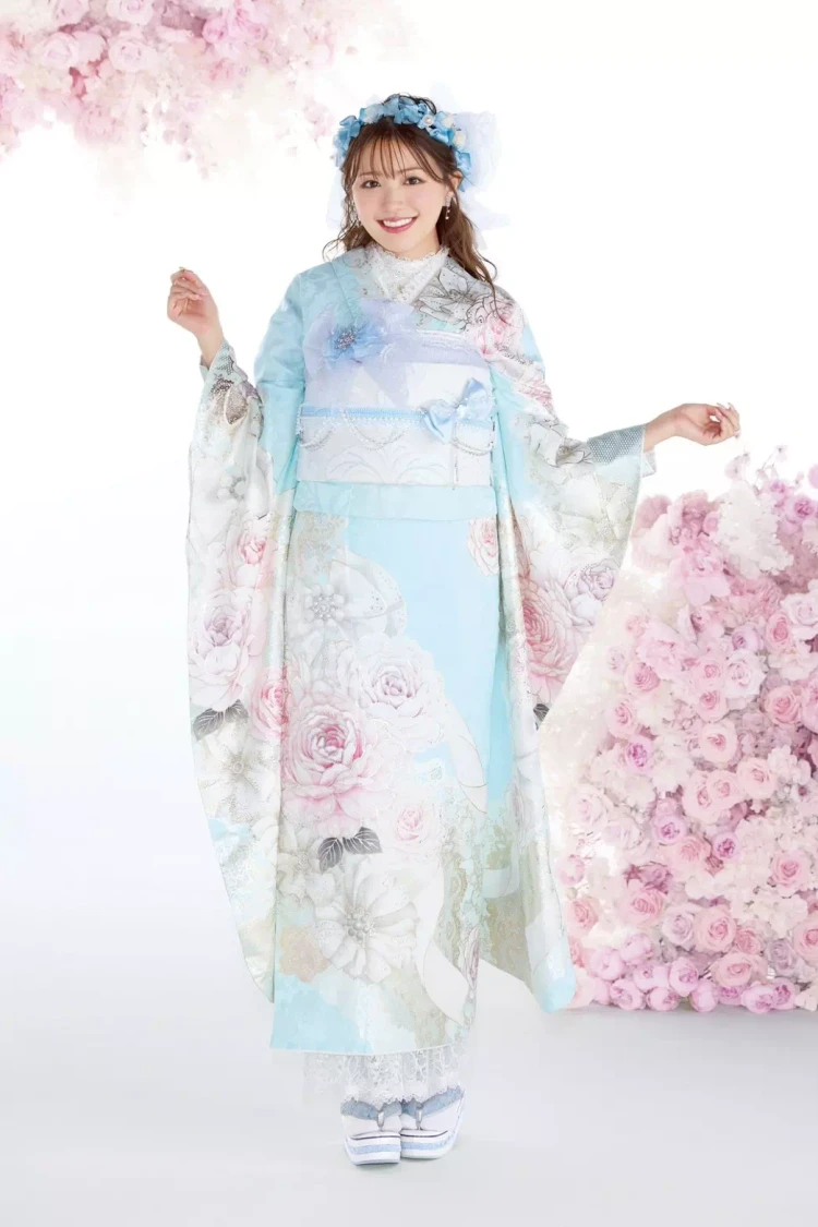 TAKAZEN姫路店　姫路市　成人式　卒業式　袴　振袖　イマドキ振袖　キラキラ　モード　青黒　ギャル