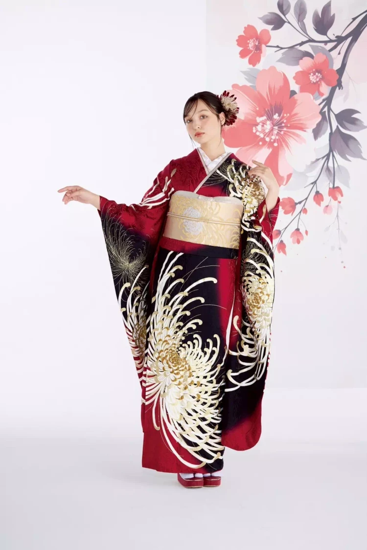 TAKAZEN姫路店　姫路市　成人式　卒業式　袴　振袖　イマドキ振袖　キラキラ　モード　青黒　ギャル