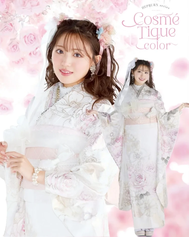 振袖レンタル　成人式　なんば　心斎橋　天王寺　大阪　人気　キラキラ振袖　ガーリー　被らない　スワロフスキー　薔薇柄