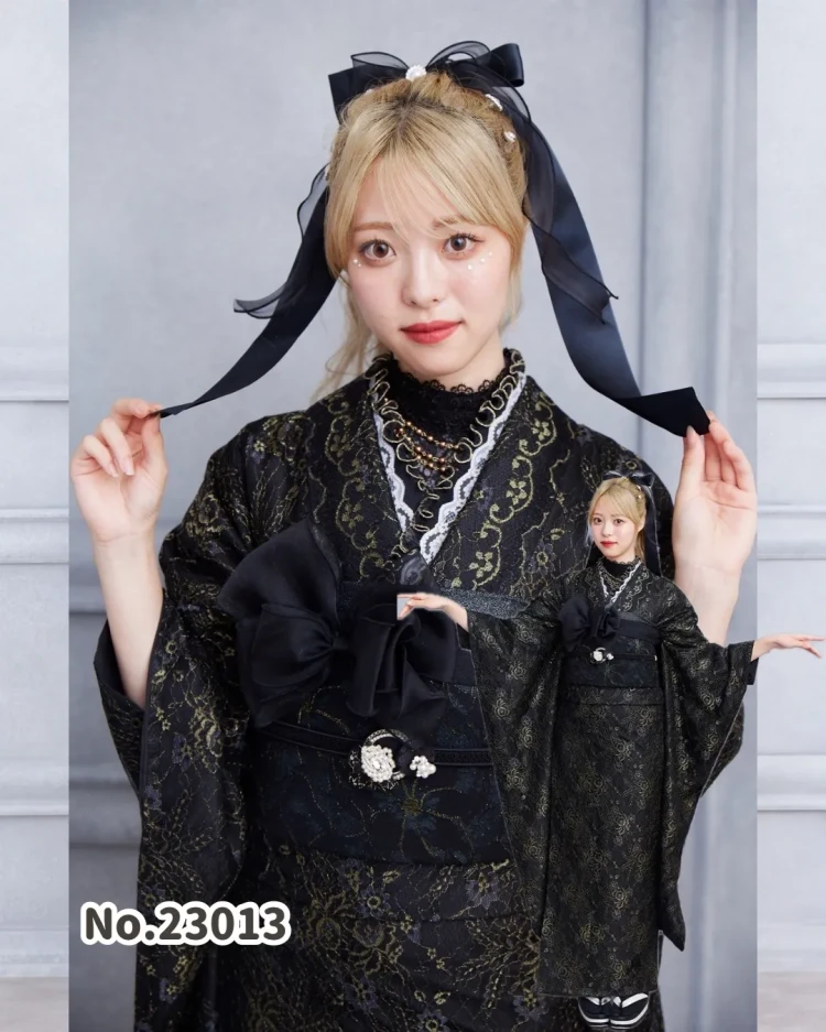 TAKAZEN タカゼン 振袖 レンタル 安カワ 黒 レース