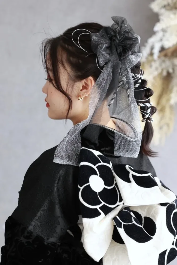 振袖 レンタル 奈良 ヘアアレンジ かわいい 編み込み 編み下ろし リボン