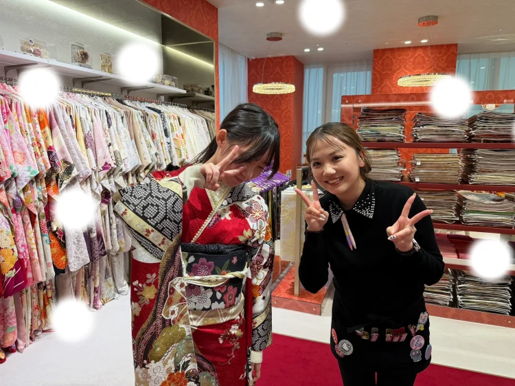 成人式　振袖レンタル　梅田　赤色　古典　華やか