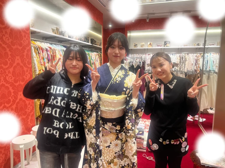 成人式　前撮り　梅田　古典　紺色