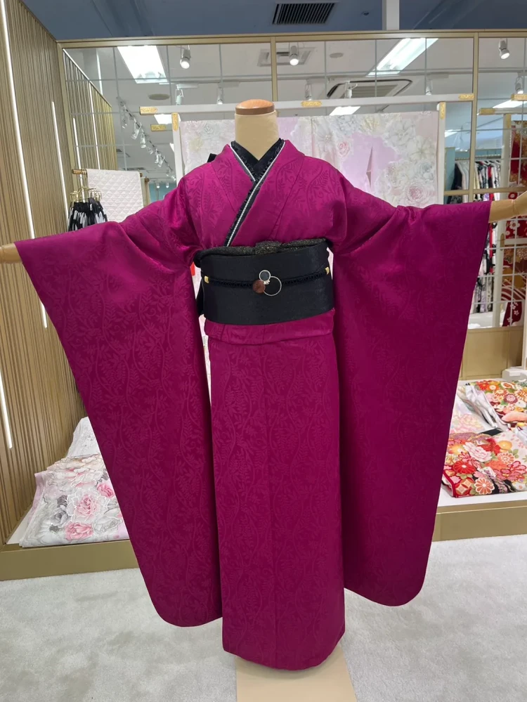 振袖レンタル　成人式　なんば　心斎橋　天王寺　大阪　人気ヴィンテージスタイルワインレッド