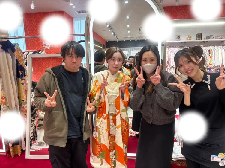 成人式　前撮り　梅田　古典　オレンジ