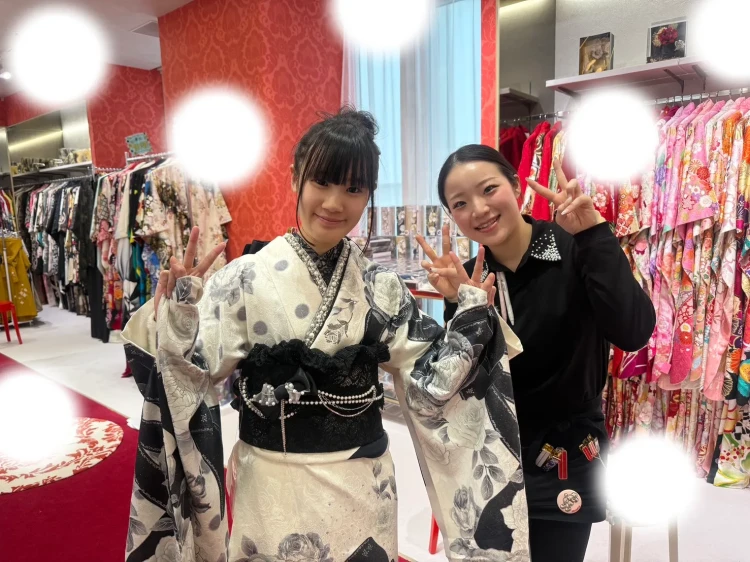 成人式　前撮り　梅田　シャネルカラー　白　黒