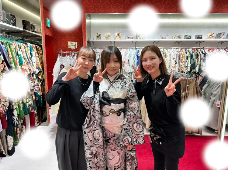 成人式　前撮り　梅田　振袖レンタル　キラキラ　モード　シルバー