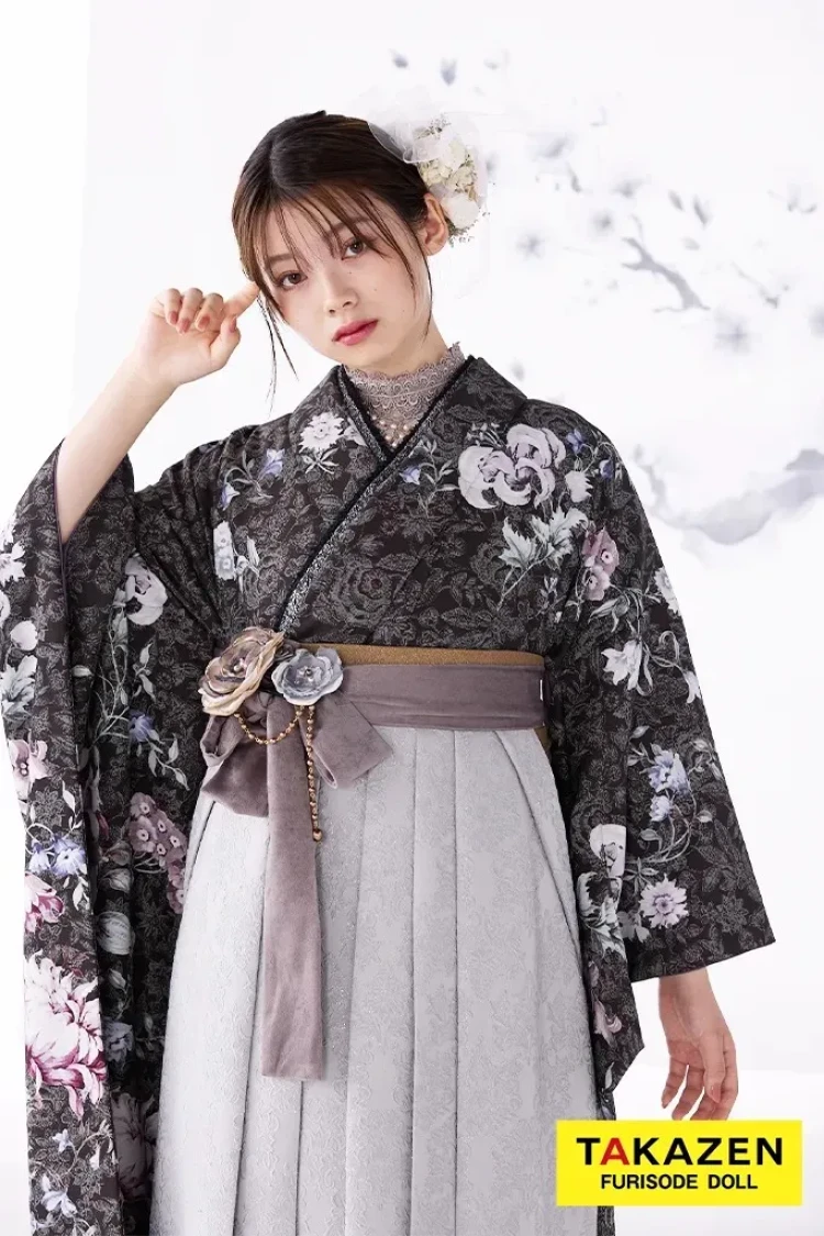 成人式　卒業式　TAKAZEN 袴レンタル　くすみカラー　かわいい