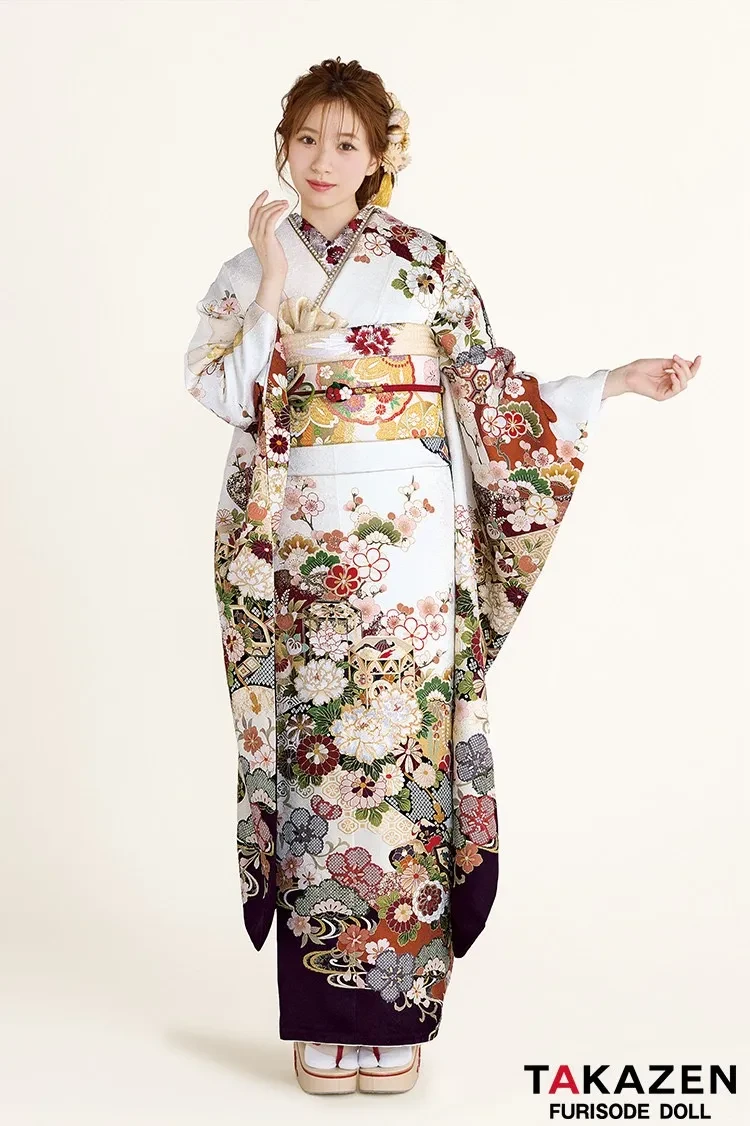 成人式　振袖レンタル　王道　正統派古典　大阪　堺　白　茶