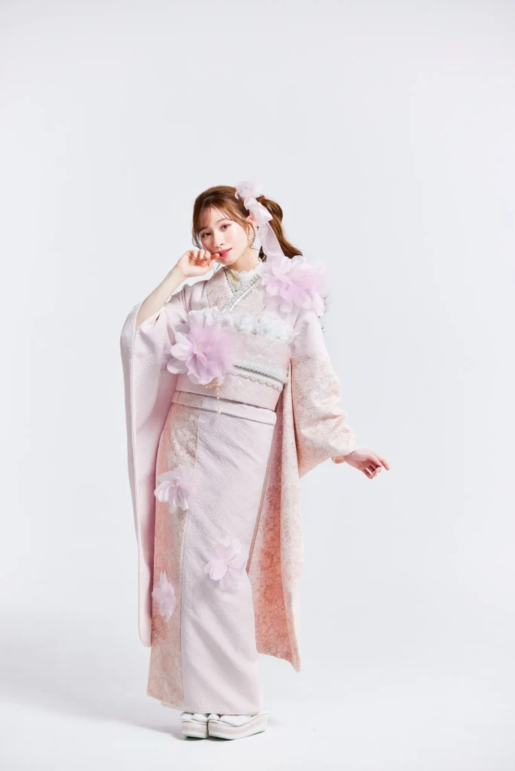 ヘップバーンchouchou　ピンク　かわいい　シフォンのお花付き/レース　異素材　人とかぶらない　おしゃれ　姫ギャル　白宮みずほ