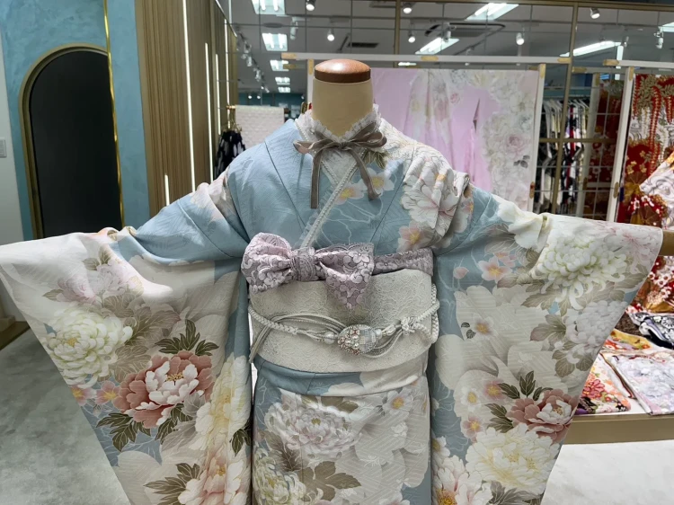 振袖レンタル　成人式　なんば　心斎橋　天王寺　大阪　人気TAKAZENオリジナルくすみカラー水色