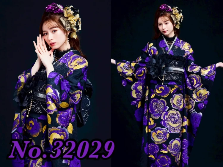 TAKAZEN橿原　奈良　橿原　成人式　振袖　振袖レンタル　前撮り　卒業式　袴レンタルプレミアムヘップバーンローズ　紫/金/ゴールド　キラキラビジュー付き　高級　派手　目立つ　ゴージャス　セレブ　白宮みずほ【通販可】32029