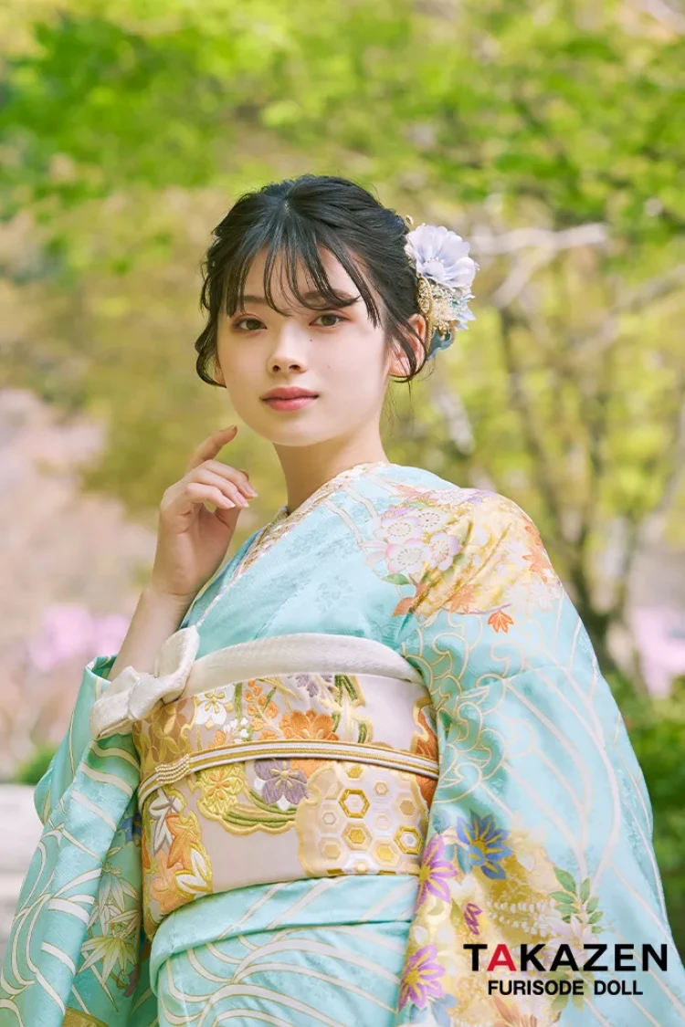 成人式振袖レンタル　明るめカラー　ミントグリーン