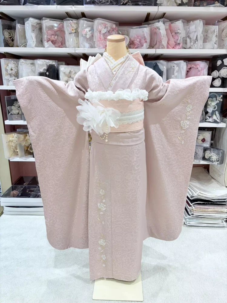 TAKAZEN姫路店　姫路市　振袖　成人式　くすみピンク　かわいい　女の子らしい　おしゃれ