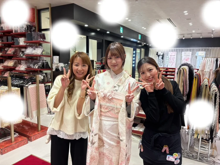 成人式　前撮り　梅田 シャネルカラー　ピンク　キラキラ振袖