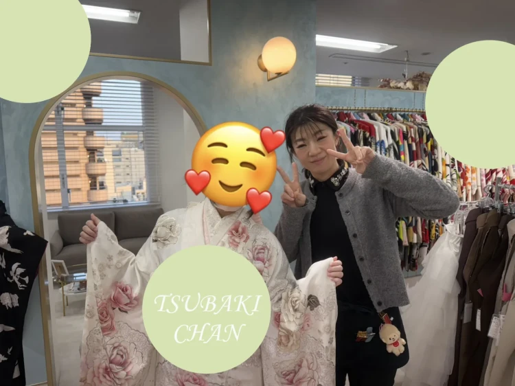 振袖レンタル　成人式　なんば　心斎橋　天王寺　大阪　人気TAKAZENオリジナルTAKAZEN心斎橋店カワイイキラキラピンク色ヘップバーン白薔薇柄