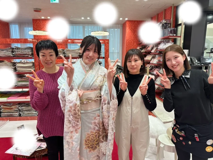 成人式　振袖　梅田　水色