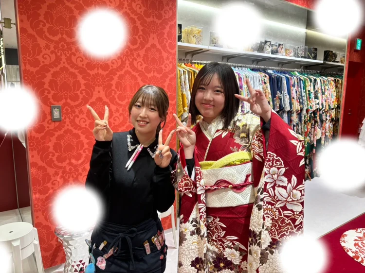 成人式　前撮り　梅田　振袖レンタル　袴レンタル　家族写真　前撮り撮影会　古典　赤