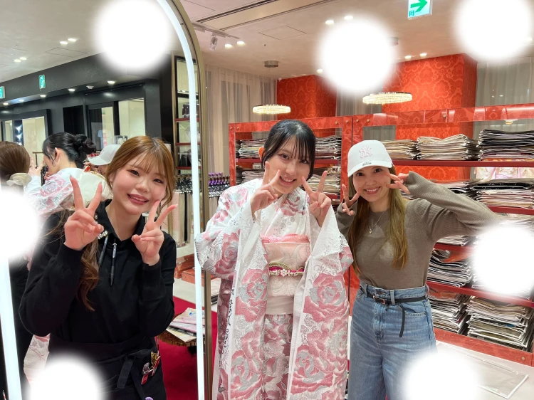 成人式　前撮り　梅田　振袖レンタル　袴レンタル　家族写真　前撮り撮影会　モード　キラキラ　ピンク