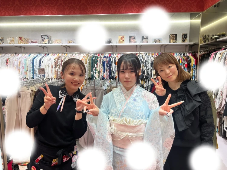 成人式　振袖　梅田　水色