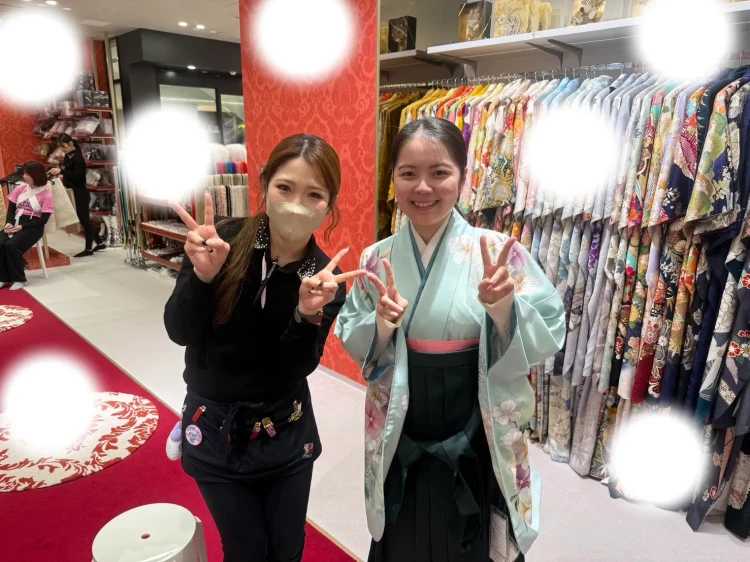 卒業式　袴レンタル　梅田　水色　袴