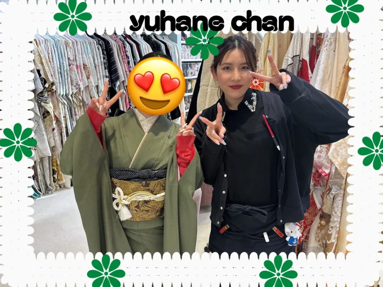 成人式　振袖レンタル　ヴィンテージスタイル　無地　緑