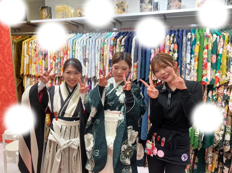 卒業式　袴　梅田　袴レンタル　くすみカラー　レトロ